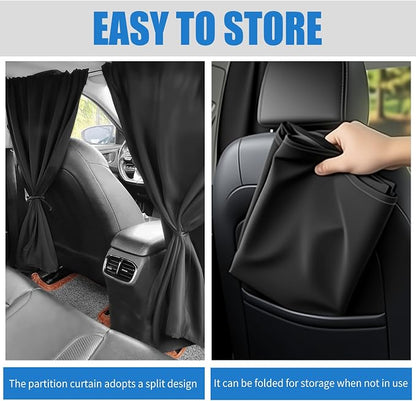 3PCS Extra Large Car Privacy Curtains,Black Coated Rear Car Window Shades & Divider Curtain Lower Interior Temperature and Provide Privacy,Portable Cars Window Curtains - Image 5