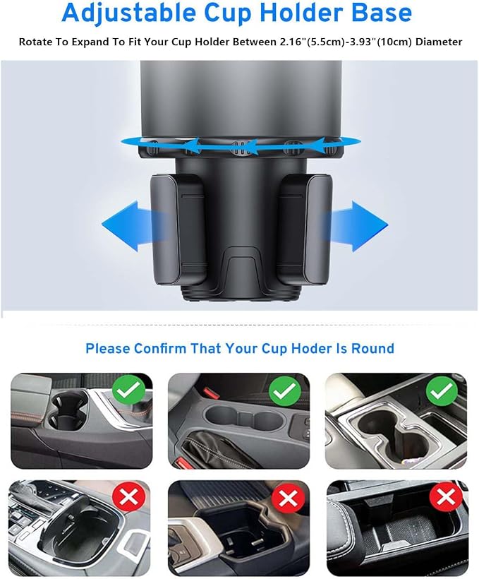 Cup Holder Expander for car 2 in 1 Multifunctional Car Cup Holder Extender Adapter with Adjustable Base Compatible with Hydro Flask,Yeti, Nalgene,32/40 oz Large Bottles Drinks Mugs,Bigcup-Small - Image 2