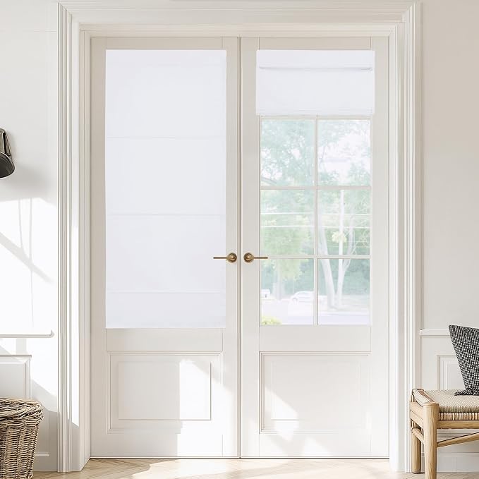 NICETOWN Blackout Door Blinds for Windows Cordless Blinds Temporary Shades | No Drill Room Darkening Shade for Bedroom Bathroom Kitchen Office (Pure White, 30 x 64 inch Long, 1 Panel) by NICETOWN