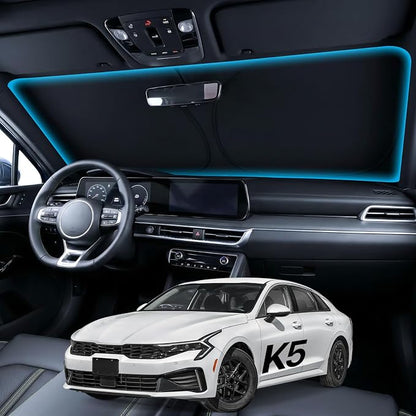Wigoo for Kia K5 2021-2026 Windshield Sunshade, Custom Fit, Keeps Cool | Custom Fit, Cooling Tech Fabric, Foldable Heat-Blocking Sunshade with Storage Bag, for Kia K5 2021-2026 Accessories by wigoo