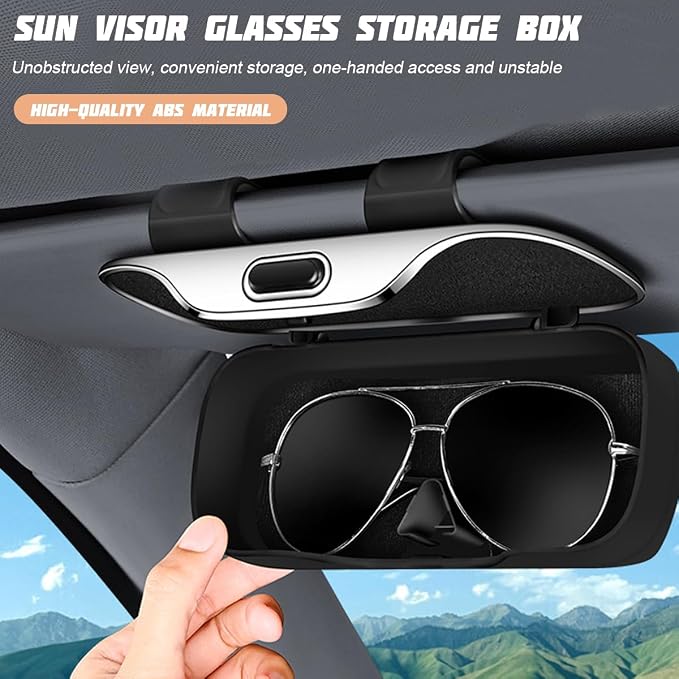 Zipelo 7.09 x 2.56 Inch Car Sun Visor Sunglasses Case, White | ABS construction, push-bounce opening, clip-on mounting, holds eyewear tickets and cards, car interior accessories - Image 5