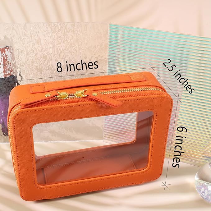 SANHECUN Toiletry bag waterproof cosmetic organizer with with handle large opening for travelling car organizers (Orange) - Image 7