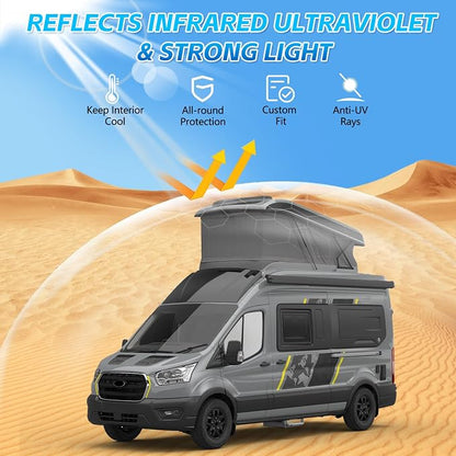 Magnetic Side Window Sun Shade for 2015-2026 Ford Transit | Aluminum Reflective Layer, UV Heat Blocking Sunshade, Includes Storage Bag, for Camper Vans & Overnight Stops (2PCS) - Image 4