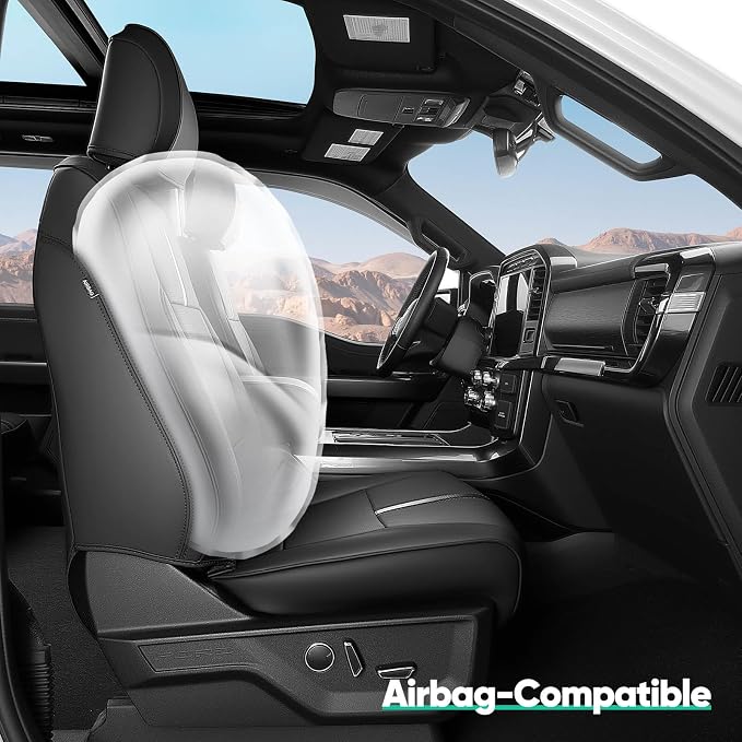 for Ford F150 Seat Covers 2015-2023 2024 2025 2026 (Only Front Seat Covers), Leather Pickup Truck Seat Covers Custom Fit for F-150 XL XLT (Not for Regular Cab) Waterproof Car Accessories Black - Image 6