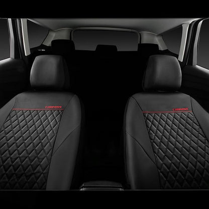 CAR PASS Quilting Leather Seat Cover Two Front Seats Only, Universal Fit Automotive Front Seat Covers Waterproof Deluxe PU Premium Vinyl Luxury for Cars Sedan Van SUV Airbag Compatible 2 Pieces,Black - Image 6