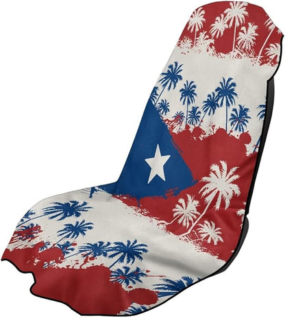 SEANATIVE Car Towel Seat Covers, Washable Seat Protector, One Towel Cushion Cover, Fit Beach Swimming Outdoor Sports, Universal Fit Most Cars Trucks SUVs, Puerto Rico Flag Palm Print by SEANATIVE