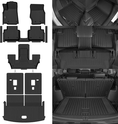 Floor Mats for Jeep Grand Cherokee L 6 Seats 2021-2025 2026 | Trunk Mat and Backrest Mat & Door Sill Guard All Weather TPE Protector Odorless Full Set Interior Accessories Floor Liners - Image 8