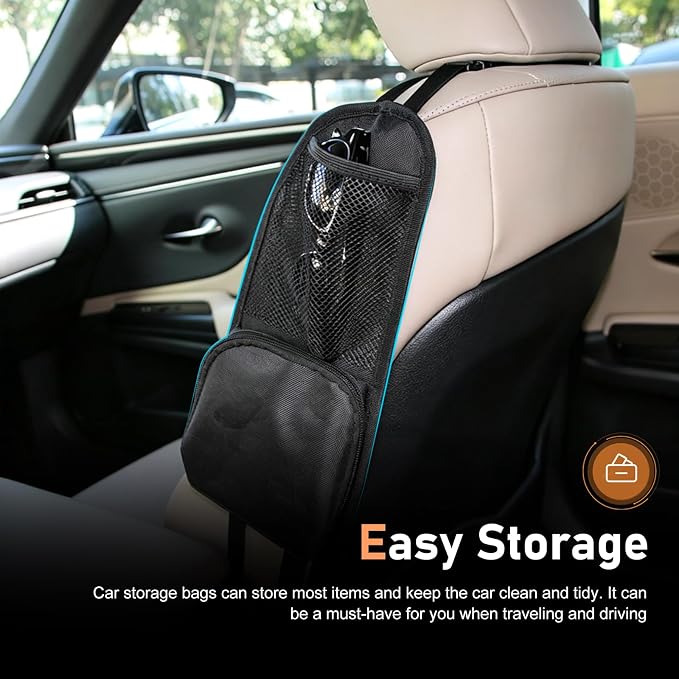 Car Seat Storage Hanging Bag, Multi-Pocket Seat Side Organizer with Mesh Pocket, Multifunctional Storage Pouch for Phone Wallet Glasses Drink, Universal Car Holder for Sedans SUVs Trucks - Image 6