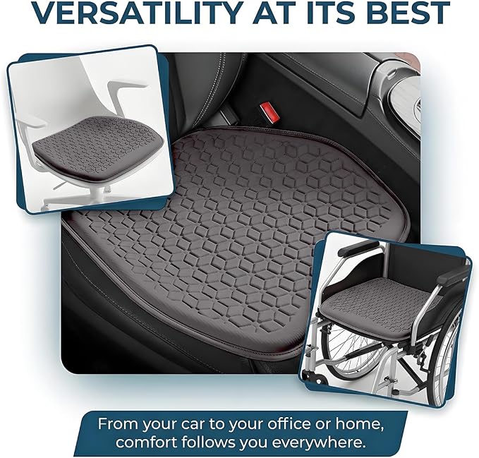Gel Car Seat Cushion, Breathable Non-Slip Automotive Chair Mat Cover Protector for Driving, Comfortable Vehicle Interior Front Seat Chair Cushion Accessories, Universal Fit (Coffee) - Image 4
