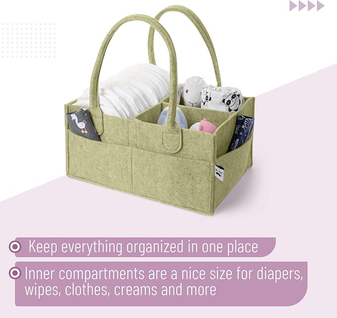 Mr. Pen- Baby Diaper Caddy Organizer, Olive Calm | Nursery Storage Bin and Car Organizer for Diapers and Baby Wipes - Image 4