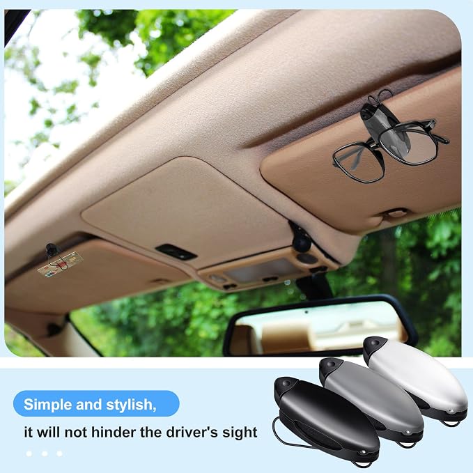 Frienda 5 Pcs Car Sun Visor Clip Sunglasses Holder,Black,Gray, Silver | Visor Clips for Eyeglasses, Securely Holds Glasses, Ticket Card Holder, Metal Shell Spring Clip, For Women Men Drivers - Image 6