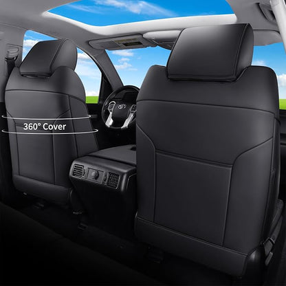 Huidasource Tacoma Front Car Seat Covers, 360° Full-wrap Truck Seat Cushion Cover Fit for Toyota Tacoma 2024-2026 SR, SR5, Limited, TRD Sport/Off-Road,Trailhunter Front Row(Front Pair/Black&Red) - Image 2