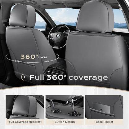 Coverado Car Seat Covers Front, Seat Covers for Cars, Waterproof 2-Pack Car Seat Cushions, Leather Carseat Seat Protectors, Universal Seat Covers Fit for Most Sedans SUV Pick-up Trucks(Gray&Black) - Image 6