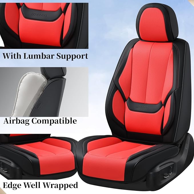 Coverado Car Seat Covers, Seat Covers for Cars, Waterproof Leather Auto Seat Protectors, Leather Car Seat Cushion, Car Interiors Accessories Universal Fit for Most Cars - Image 2