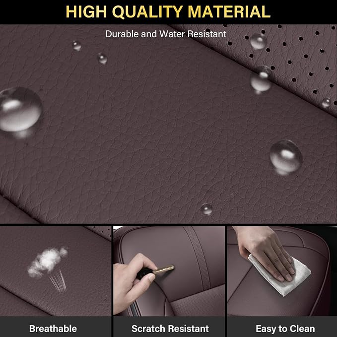 Coverado Chevy Silverado Seat Covers, Faux Leather Seat Covers Fit for Chevy Silverado GMC Sierra 2007-2026 1500, 2015-2026 2500HD 3500HD Crew Double Extended Cab (Front,Brown) - Image 5