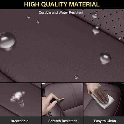 Coverado Chevy Silverado Seat Covers, Faux Leather Seat Covers Fit for Chevy Silverado GMC Sierra 2007-2026 1500, 2015-2026 2500HD 3500HD Crew Double Extended Cab (Front,Brown) - Image 5
