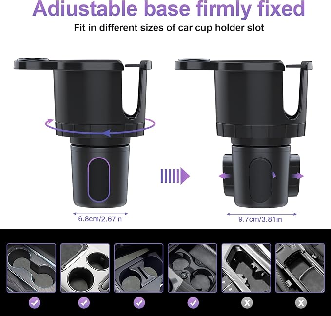 JINKEY Cup Holder Phone Mount, 360°Rotation Gooseneck Car Cup Holder Expander with Cell Phone Holder with Adjustable Base Phone Cup Holder for Car Compatible with iPhone & All Smartphones - Image 4