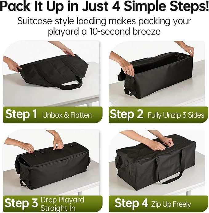 Carrying Bag Compatible with Graco Pack n Play, Lightweight & Waterproof | 2 Pack Replacement Nylon Foldable Travel Carrying Case for Graco Pack n Play, Storage Bag for Airplane and Train Travel - Image 5