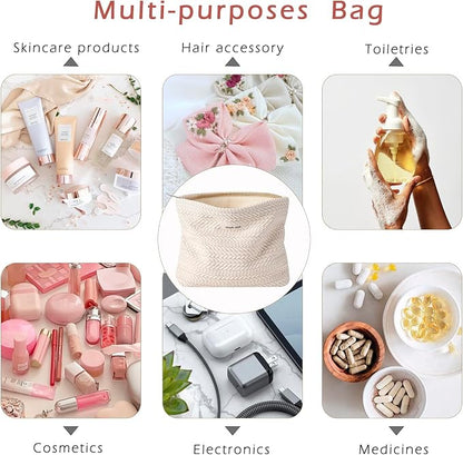 RSRSLEII Travel Makeup Bag, Cute Travel Toiletry Bag (01 Beige | Aesthetic Portable Cosmetic Bag with Zipper, Coquette Makeup Pouch, Skincare Bag Car Storage Bag for Women and Girls - Image 7