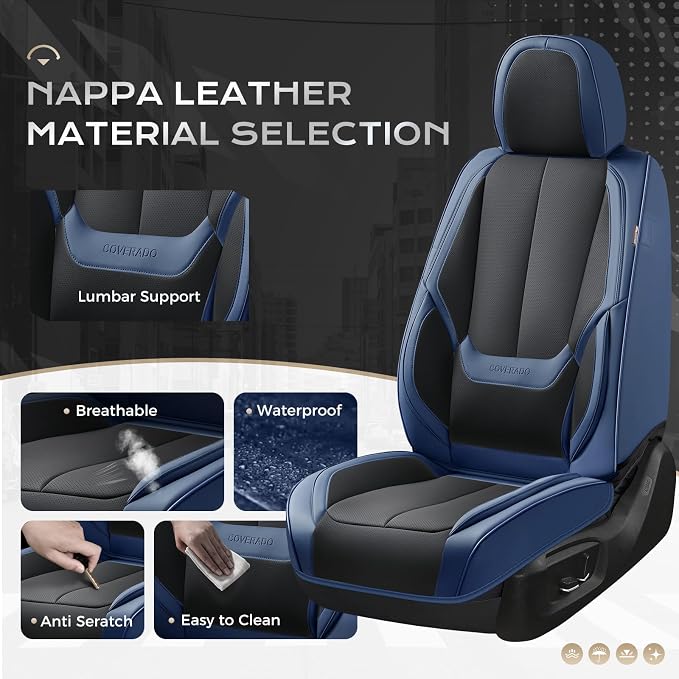 Coverado Car Seat Covers, Seat Covers for Cars, Waterproof Leather Auto Seat Protectors, Leather Car Seat Cushion, Car Interiors Accessories Universal Fit for Most Cars - Image 2