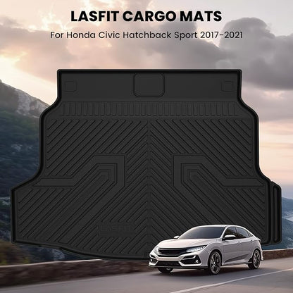 LASFIT All Weather Cargo Mats for Honda Civic 2017-2021 - Hatchback | Full Surround TPE Mats, Tall Walls, 3D Custom Fit, Non-Slip, Easy Clean, Tool-Free Install, Vehicle-Specific Accessories - Image 5