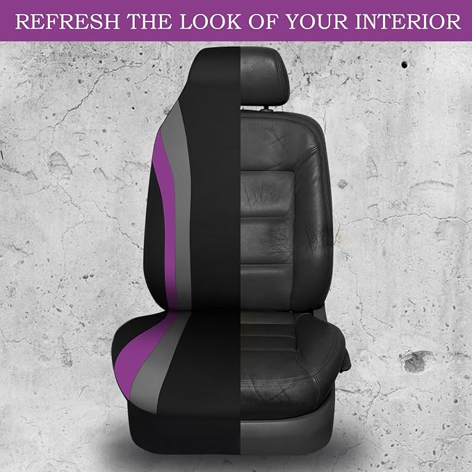 CAR PASS AquaShield Neoprene Waterproof Car Seat Covers Front Seats Only, High Back Bucket Seat Cover,Airbag Compatible,Seat Covers for Women Girl, Universal Fit for Auto Truck Van SUV (Black Purple) - Image 5