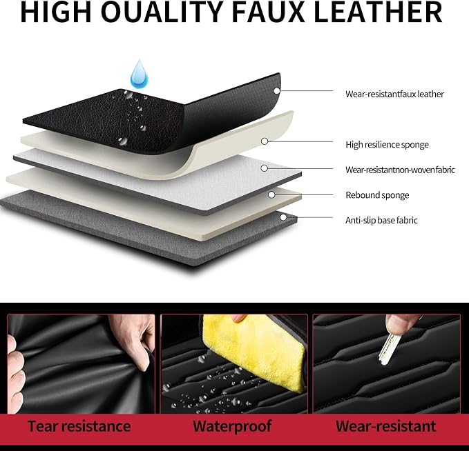 Fit Ariya Car Seat Covers for Nissan Ariya 2023 2024 2025 2026-Upgraded Premium Waterproof & Breathable Leather,Airbag Compatible,All-Weather Seat Cushion Protector (2 Front/Black) - Image 4