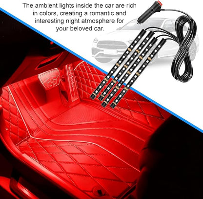Car LED Strip Light, 12V 48 LED Vehicle Under Dash Neon Ambient Night Decor Lamp with Cigarette Lighter Plug, Automotive Interior Lighting Accessories, Universal for SUV Truck Sedan (Red) - Image 3