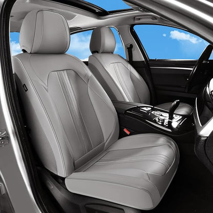 Huidasource Gray Front Seat Covers, Luxury Faux Leather Front Car Seat Covers, Compatible with Airbags Seatbelt Buckles, Perforation, Cooling＆Heating, Universal Fit for Most Cars Vans Trucks SUVs Gray by Huidasource