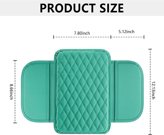 Stacool Upgraded Car Center Console Cover,Microfiber Leather Car Armrest Cover Cushion with 2 Storage Bags,Universal Car Armrest Storage Box (Turquoise) - Image 2