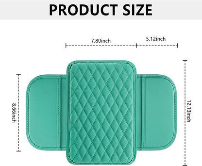 Stacool Upgraded Car Center Console Cover,Microfiber Leather Car Armrest Cover Cushion with 2 Storage Bags,Universal Car Armrest Storage Box (Turquoise) - Image 2