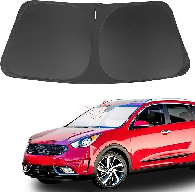 Front Windshield Sun Shade Foldable Car Front Window Sun Shade Windshield Shade Custom Fit for 2017-2022 Kia NIRO Block UV Rays Car Accessories Heat Keep Cooler by FannycCargoCover