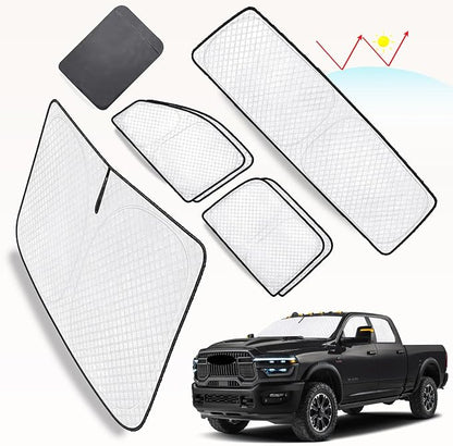 KMF 6pcs Thicken Full Window Sun Shades for Dodge Ram 1500 Crew Cab Accessories 2019-2025, Car Window Covers Sunshade for Windshield Side Rear, Sun Visor UV Block Privacy Blackout for Camping Outdoor - Image 7