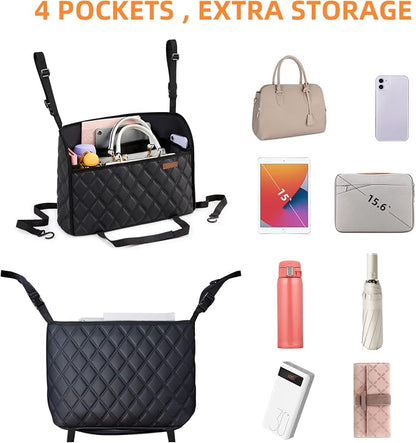 WLLWOO Car Net Pocket Organizer Purse Holder Console Front Seat Storage | Multi Pocket Car Seat Organize Bag Handbag Holder Between Seats Back Barrier - Image 7