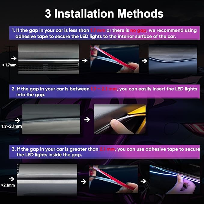 Acrylic 6 in 1 Car LED Lights Interior, RGB Ambient Lighting Car 584 LEDs | 16 Million Colors, APP Control, MusicSync Interior Car Lights for Women Men - Image 2