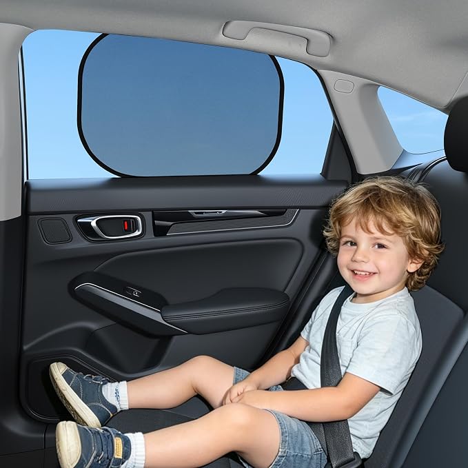 4pcs Car Window Shades, Electrostatic Adsorption Full Blackout Shades (2 Sizes) - 18.7 * 14.2in Front +17.3 * 14.3in Rear, UV Blocking for Baby/Family, Suitable for Daily Travel/Camping, Mesh - Image 2