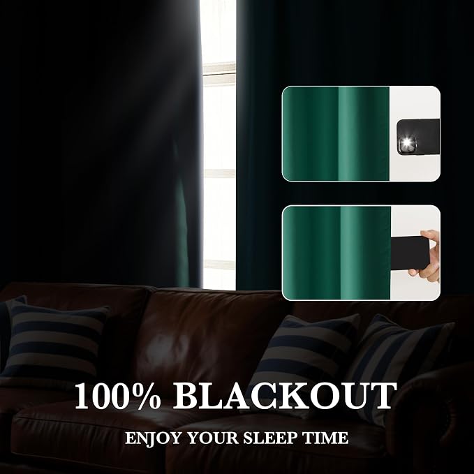 RYB HOME Bedroom Blackout Curtains 72 inches Long, 100% Blackout | Thermal Insulated, Noise Reducing, Curtains for Living Room Nursury, For Sleep, W34 x L72, Biscotti Beige - Image 4