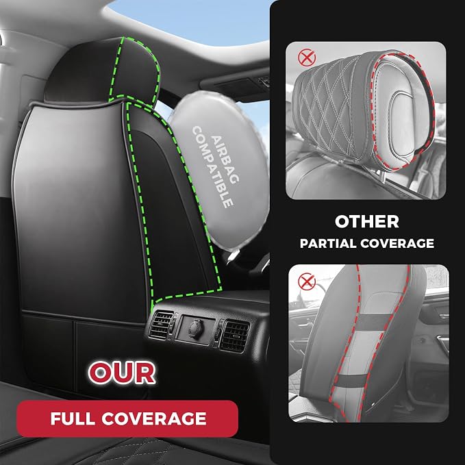 FREESOO Custom Leather for Toyota Tundra Seat Covers 2014-2021 Crewmax Cab | Custom Fit, Full Set, 60/40 Split Bench, Waterproof Faux Leather, for Truck Toyota Tundra Accessories, Blue - Image 3