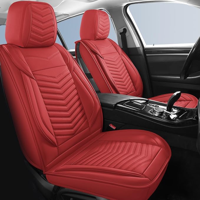 HChengkikz Car Seat Cover, Waterproof Faux Leather (Red) | Easy Maintenance, Airbag Compatible, Universal Fit For Most SUVs Trucks Pick-ups Sedans - Image 2