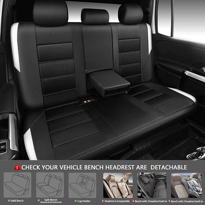 CAR PASS Memory 3D Foam Car Seat Covers Full Set, Breathable Mesh Thick Seat Covers for Cars,White Leather Seat Covers,Airbag Compatible Universal Automotive Comfort for SUVs Trucks SUV, Black White - Image 4