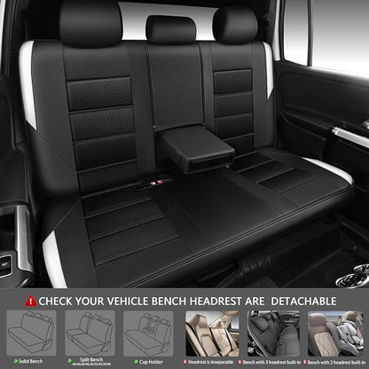 CAR PASS Memory 3D Foam Car Seat Covers Full Set, Breathable Mesh Thick Seat Covers for Cars,White Leather Seat Covers,Airbag Compatible Universal Automotive Comfort for SUVs Trucks SUV, Black White - Image 4