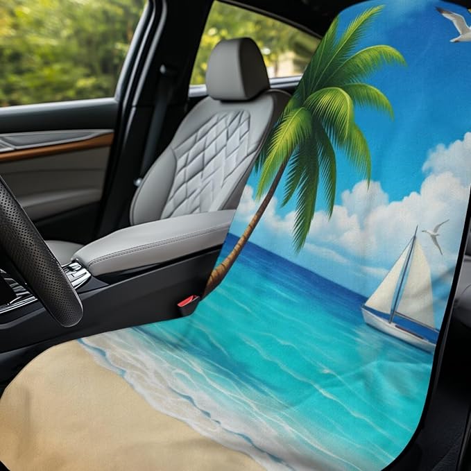 Hawaiian Palm Tree Car Seat Towel Cover with Storage Bag | Tropical Palm Tree Auto Interior Seat Towel Car Interior Accessories for Women Men Sweat Seat Cover Protector for Gym Yoga - Image 3