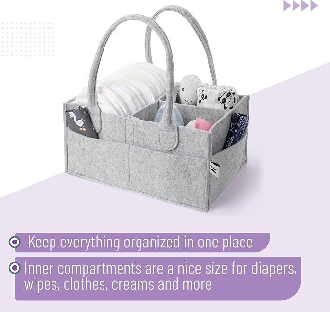 Mr. Pen- Baby Diaper Caddy Organizer, Gray, Medium | Nursery Storage Bin and Car Organizer for Diapers and Baby Wipes - Image 5