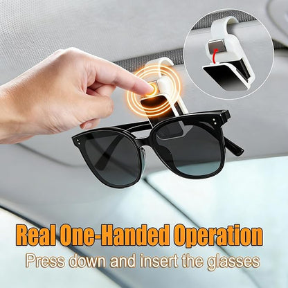 Dsycar 2 Pack Sunglasses Holder for Car, Visor Sunglass Holder Clip, White | One-Handed-Operation Easy Access Storage for Driving,Universal Fits Anti-Scratch Car Sun Visor Accessories - Image 2