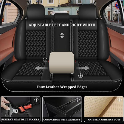 IKABEVEM Car Seat Covers Fit for Toyota Prius 2003-2015 Full Set | Waterproof Faux Leather, Airbag Compatible, Easy to Install & Wipe Car Seat Protector,5 Seats Covers Fit for Prius, Black - Image 9