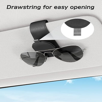 Sotfamily Magnetic Sunglass Holder for Car Visor, 2 Packs, Faux Leather | Strong Magnetism, for Most Car Visors, No Marks on Visor, Gift-Ready Packaging, Sunglass Organizer, Car Accessories for Men - Image 4