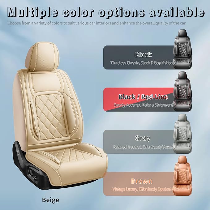 Fit Camry Premium Leather Car Seat Covers for Toyota Camry 2012-2025 2026 - Waterproof，Breathable，All-Weather Seat Cushion Protecto & Airbag Compatible, 2 Front Seat Beige - Image 5
