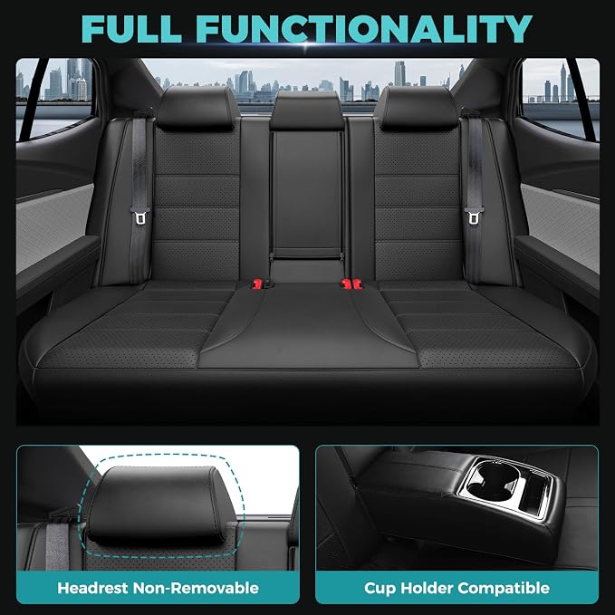 Custom Seat Covers for Toyota Camry 2025 2026 Hybrid, Black | Only Fit for Camry LE/SE 2025-2026, Full Coverage, Faux Leather, Protective, Scratch-resistant, Easy-clean - Image 5