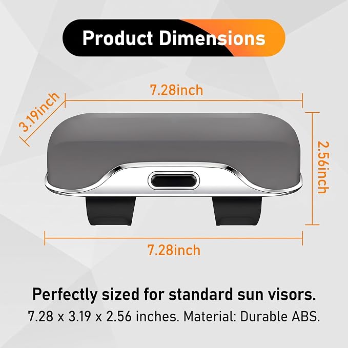 Car Visor Sunglass Holder, Anti-scratch Eyeglasses Storage Protection Case, One-press Open Organizer Box with Clips, Universal Interior Accessory for SUVs Sedans Trucks (Gray) - Image 2