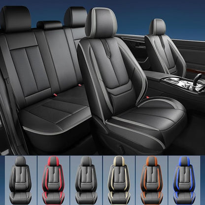 Fit Sentra Car Seat Covers for Nissan Sentra 2008-2024 2025 2026-Upgraded Premium Waterproof & Breathable Leather,Airbag Compatible,All-Weather Seat Cushion Protector,Full Set,Black-Grey - Image 2